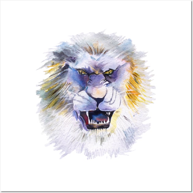 Hand painted watercolor lion head Wall Art by amarsingha10